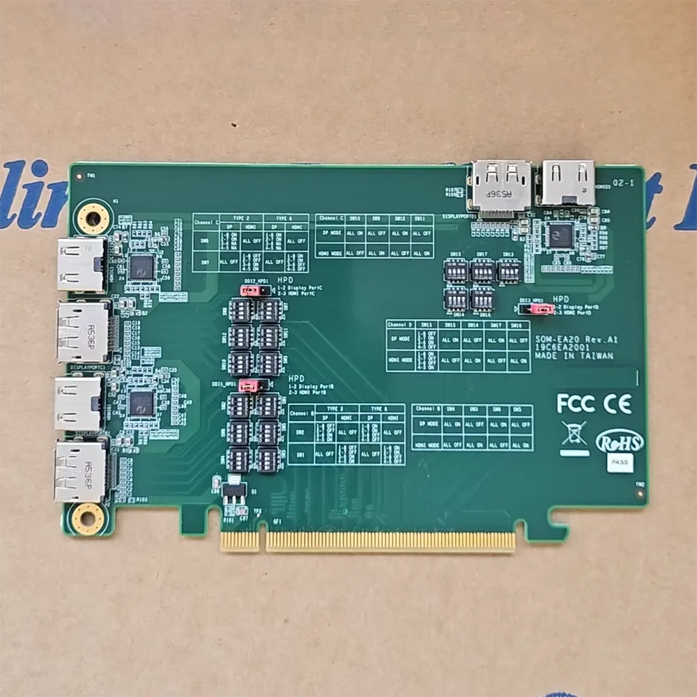 For Advantech adapter card SOM-EA20 REV.A1 PCIex16 to 2 HDMI and 2 DP ports compatible with SOM-DB5720 development board