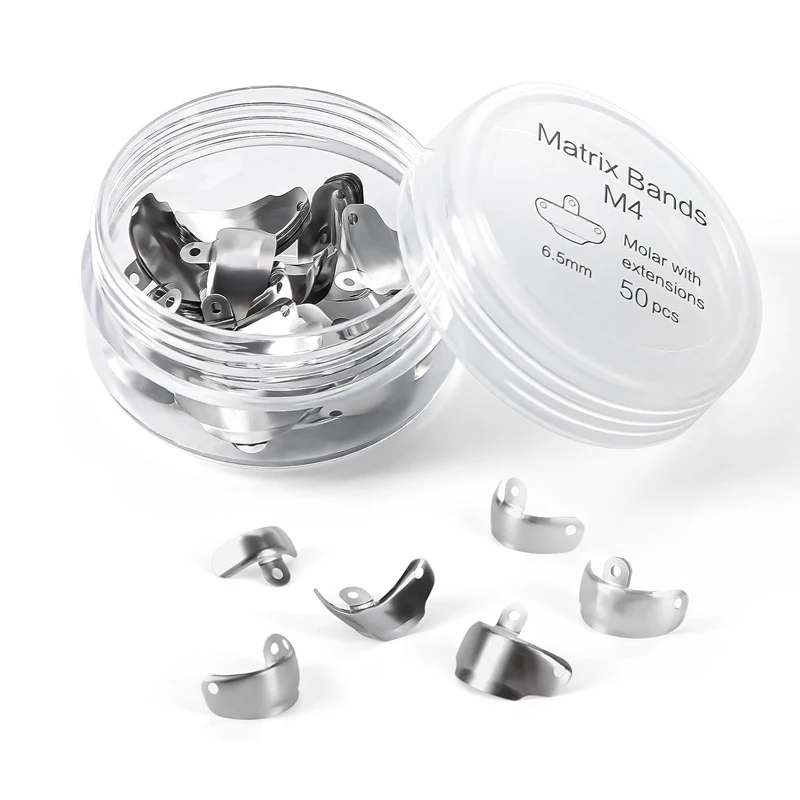 50/100 قطعة العصابات مصفوفة الأسنان الاقسام احيط المعادن المصفوفات العصابات مع ثقوب لاستبدال الأسنان مواد طب الأسنان أداة #6