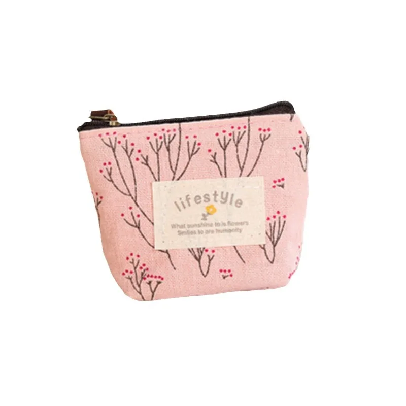 Fashion Flower Pattern Coin Purses Small Fresh Canvas Coin Wallet Lady Girls Earphone Coin Key Money Storage Bag Zipper Pouch