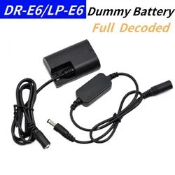 12V-24V Step-Down Cable & DR-E6 Accoppiatore DC decodificato completo LP-E6 Dummy batteria per Canon EOS 5D 6D 7D 60D 70D 80D 5D3 5D4 5DS fotocamera