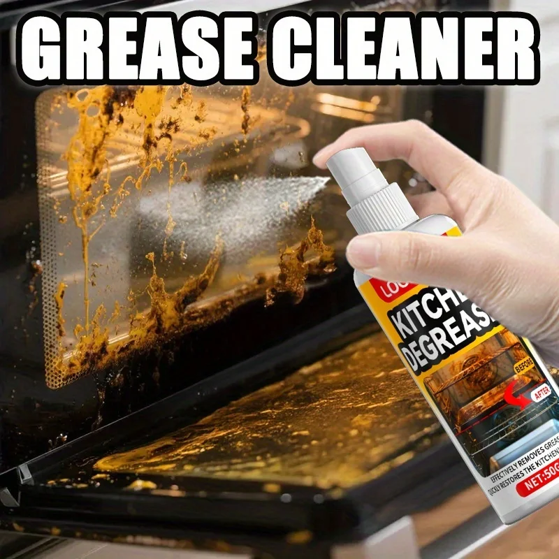 50ML Powerful Kitchen Grease Cleaner Spray, Industrial Grade Oil Stain Remover,Fast Formula for Range Hood,Stove,Oven,Countertop