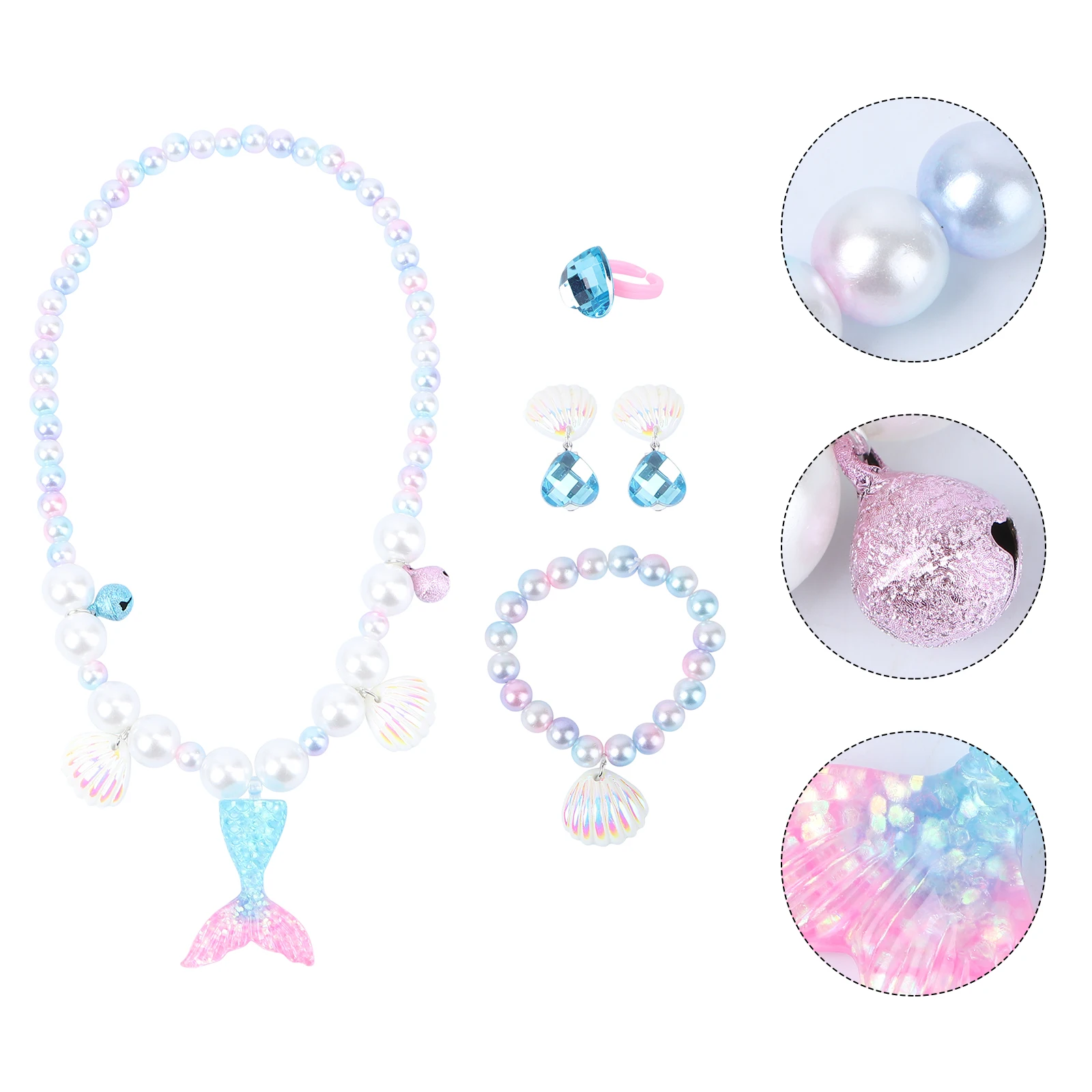 진주 목걸이 팔찌 세트 어린이 보석 목걸이 소녀 액세서리 작은 수지 어린이를위한 쉘 아기 선물