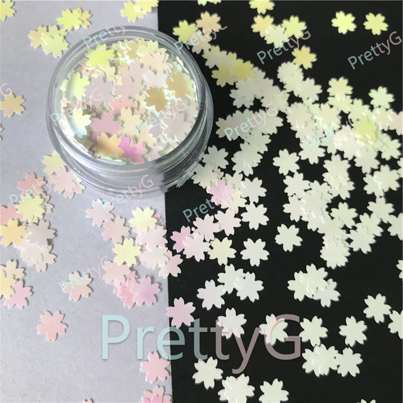 

PrettyG 5mm Sugar Cherry Blossom Glitter Shape Holographic Color Sequin Shiny Glitter Supplies For Resin Nail Art DIY Decoration