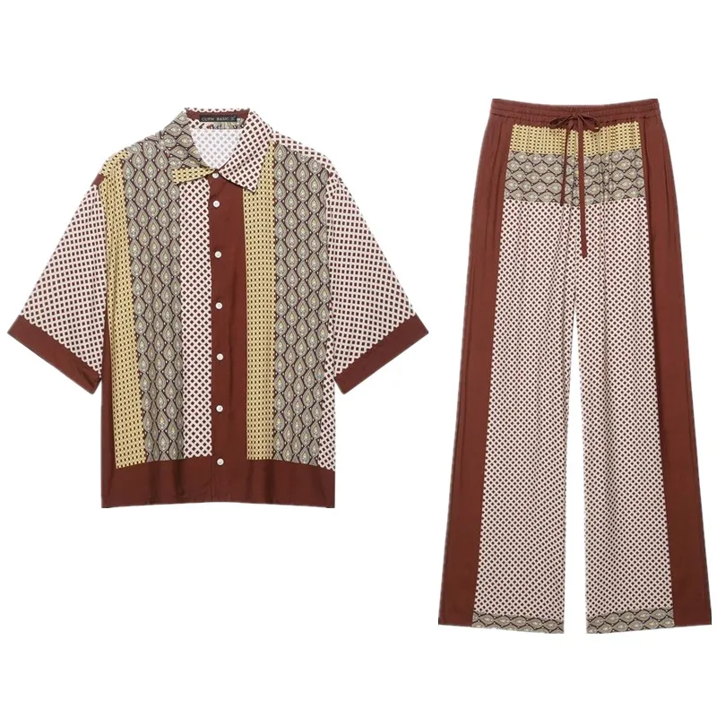 Fall 2026 Women's Shirt High Waist Pants Color Block Print Drapey Blouse Fashionable Ensemble Workwear Uniform Alternative view 5