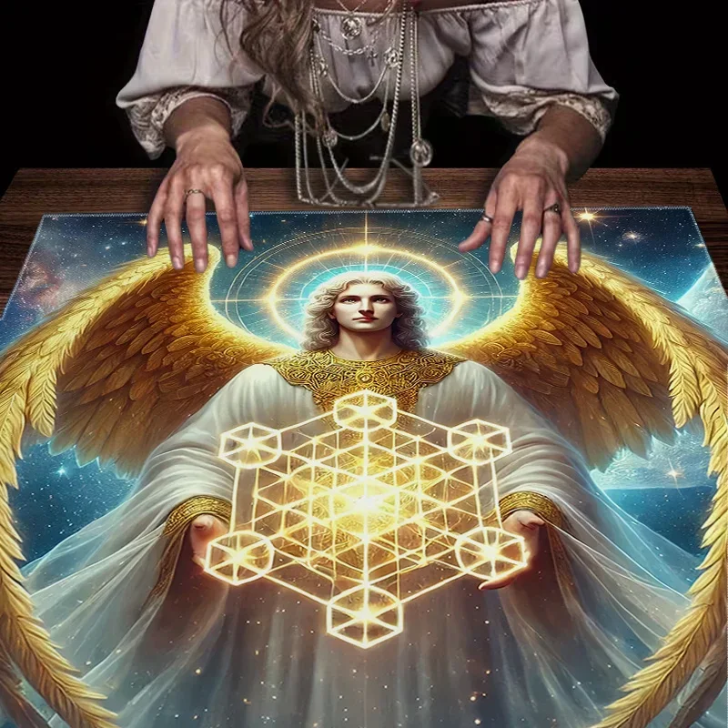 50/75/110/137cm Archangel Metatron Cube Sacred Geometry Tarot Reading Cloth Divination Mat Spiritual Altar Cloth Witchcraft