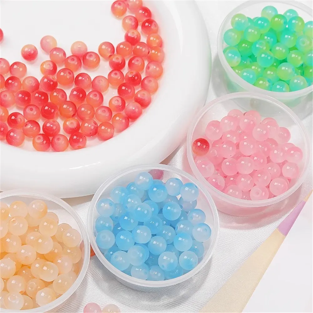 8mm Jelly Bubble Glass Beads Glass Beads Taro Mud Bam Smudged Beaded DIY Handmade Bracelet Loose Bead Material L404