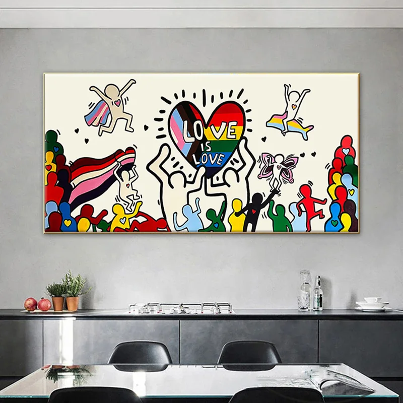 

Abstract Street Pop Art Canvas Painting Love is Love Poster and Prints Wall Cuadros for Living Room Home Decoration