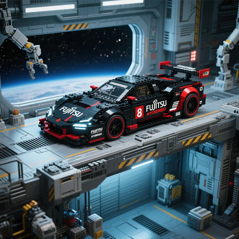 

Строительные блоки, игрушечный автомобиль MOC City Speed Champion GR010 No 8, модель, креативный конструктор с кирпичами для мальчиков и девочек