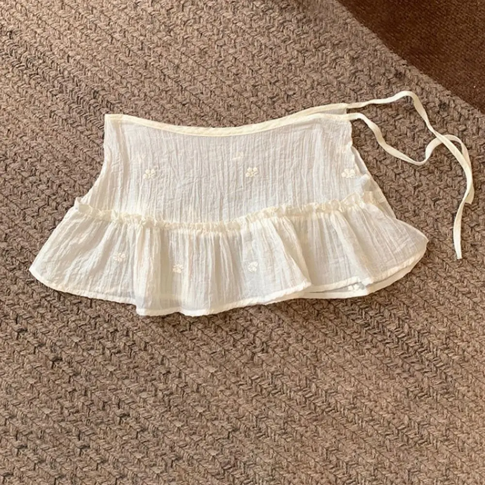 تنورة Y2K غير رسمية ذات طبقات صغيرة Harajuku عالية الخصر على شكل حرف a تنانير قصيرة بطيات وأربطة وكشكشة تنانير نسائية