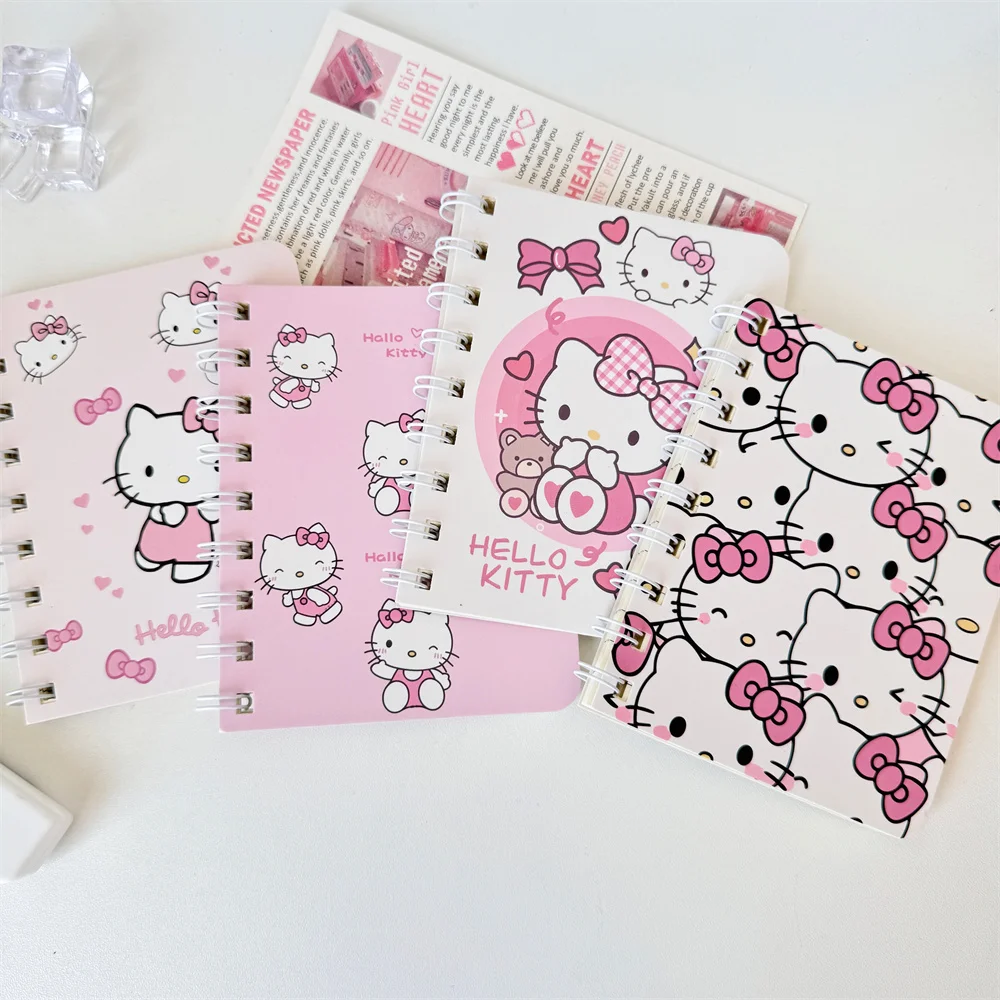 4pcs/Set Cartoon Cute Hello Kitty A7 Notebook Kawaii Coil Book Student School Stationery Homework Book Children Girl Reward Gift