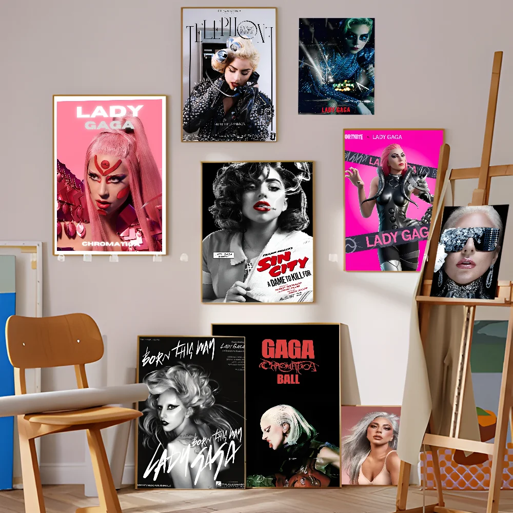 L-Lady G-Gaga Singer  Anime Posters Sticky Whitepaper Sticker DIY Room Bar Cafe Kawaii Room Decor