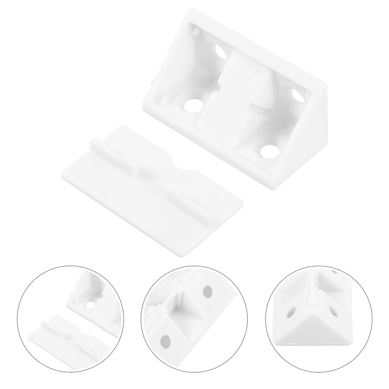 

20 Pcs Partition Corner Code Cabinet Right Angle Brackets Plastic Brace Shelf White Countertop Support