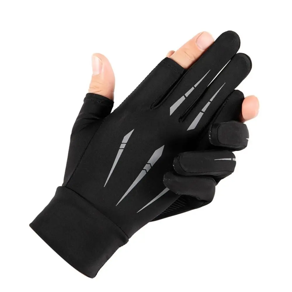 Breathable Opened Fingertip Fingerless Two Finger Semi-finger Ice Silk Gloves Sunscreen Gloves Anti-UV Gloves Summer Gloves