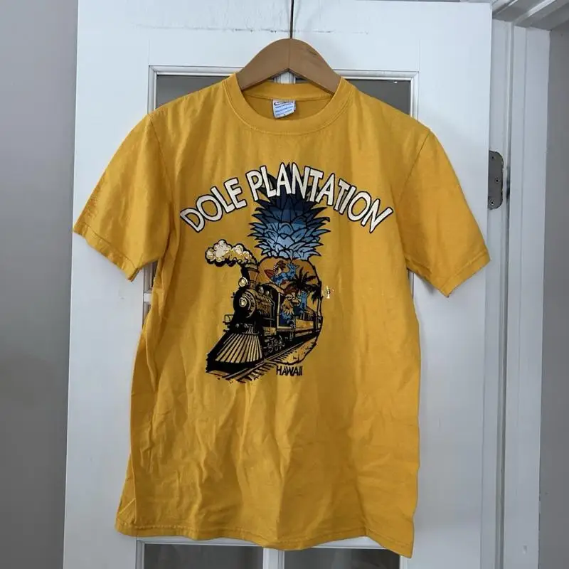 Nwt Crazy camiseta Dole Plantation piña amarilla teñida tren galos S