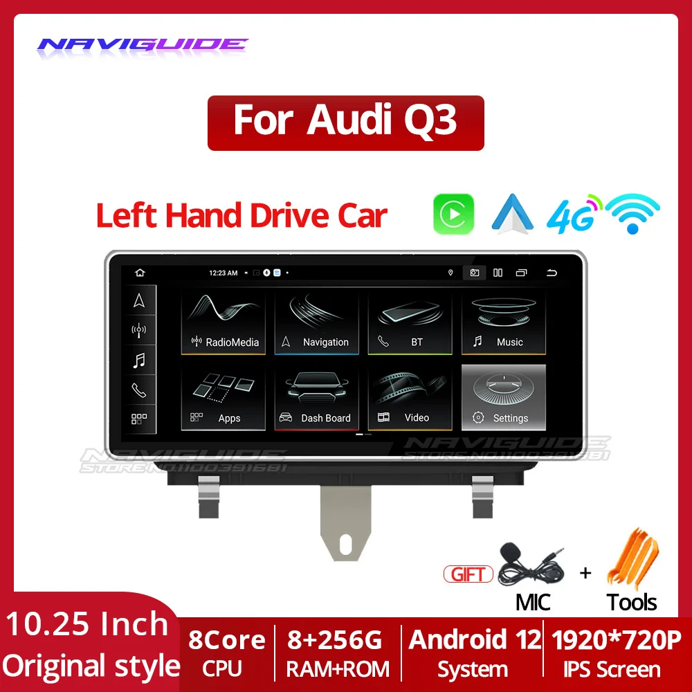 

NAVIGUIDE 10.25'' Android 12 Car Radio For Audi Q3 2013-2018 Stereo Multimedia Video Player GPS Navigation CarPlay Touch Screen