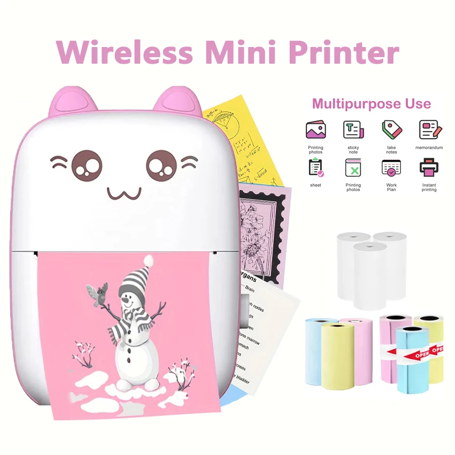 58 مللي متر طابعة صغيرة محمولة طابعة حرارية طابعة ملصقات BT 200 ديسيبل متوحد الخواص صور طباعة فورية لنظام التشغيل iOS وأندرويد للمنزل/المدرسة/المكتب #1