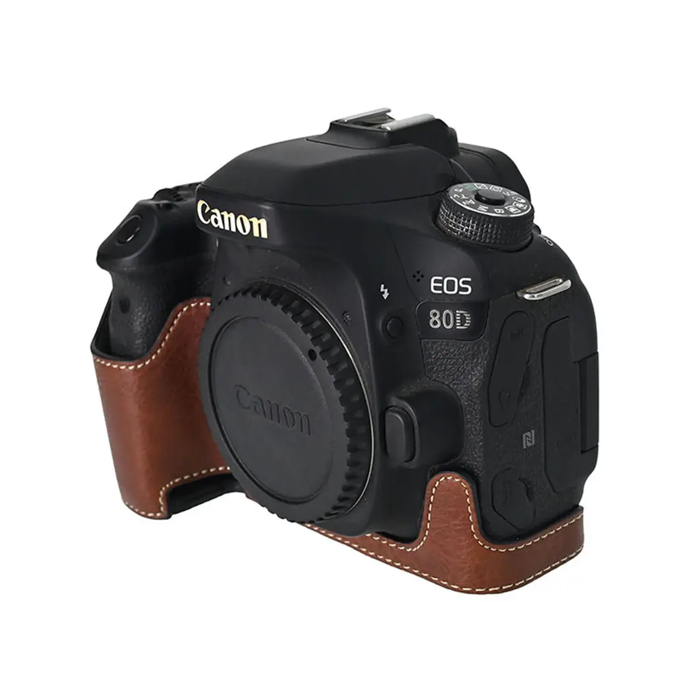 PU Leather Half Body Cover for Canon EOS 60D 70D 80D 90D Camera