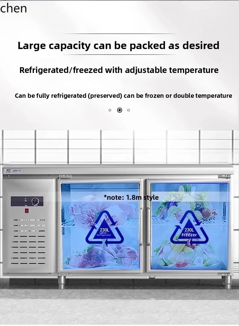 

Commercial Refrigerated Work Cabinet Double Temperature Flat Cabinet Kitchen Refrigerator Horizontal Freezer Air Cooling