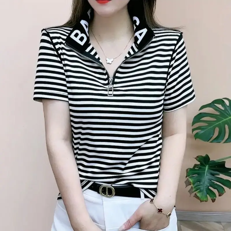 2024 New Women\'s T-shirt Short-sleeved Summer New Meat-covered POLO Shirt Casual Fashion Slim T-shirt Loose Cotton T-shirt Top