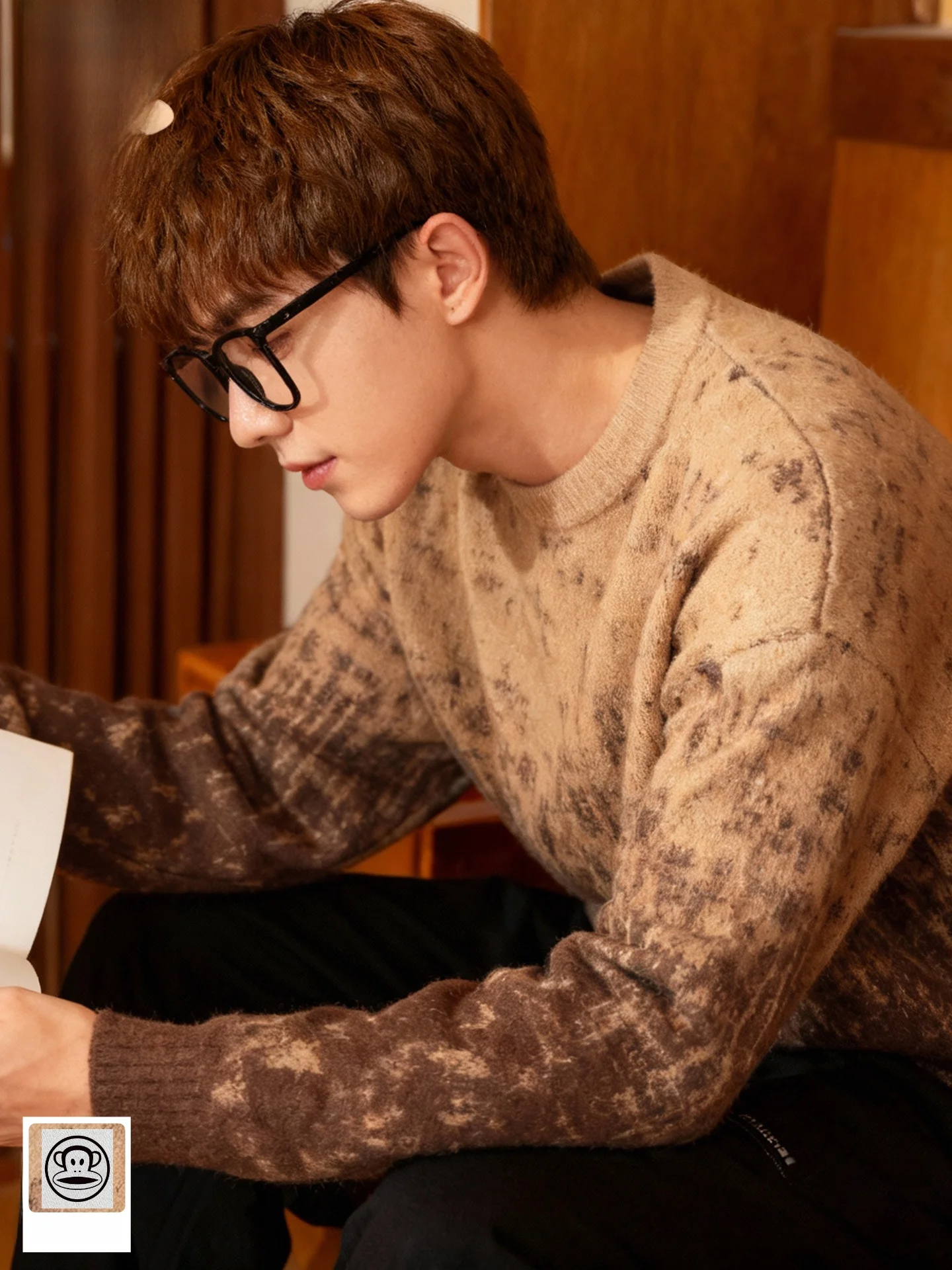 

adient Thiened round Ne Sweater Men's Autumn Winter Warmth Outerwear Soft American Sle Knitted irt