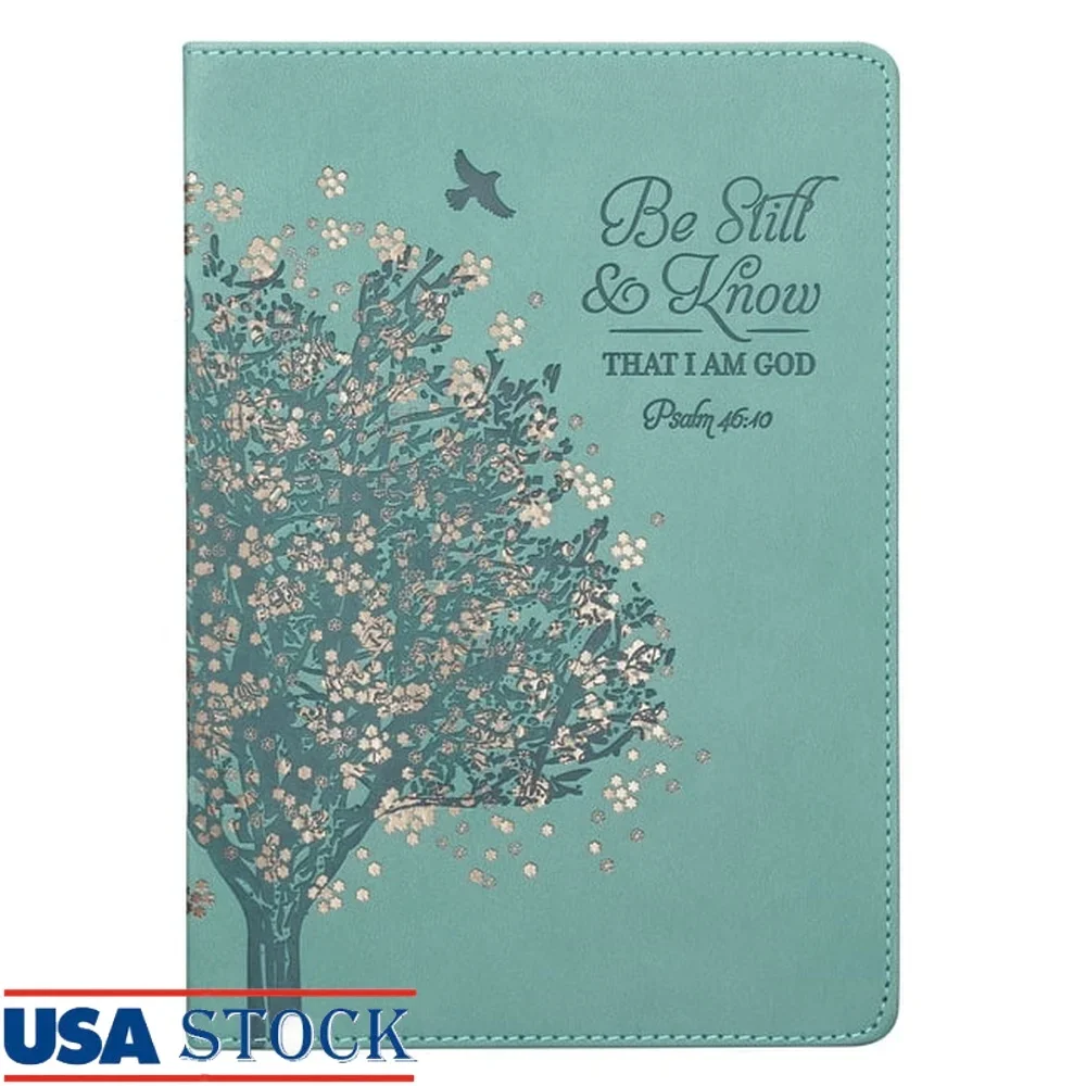 Teal Faux Leather Classic Journal Be Still Know 336 Lined Pages Heat Debossed Tree Gold Foil Accents Scripture Quotes Gift Idea