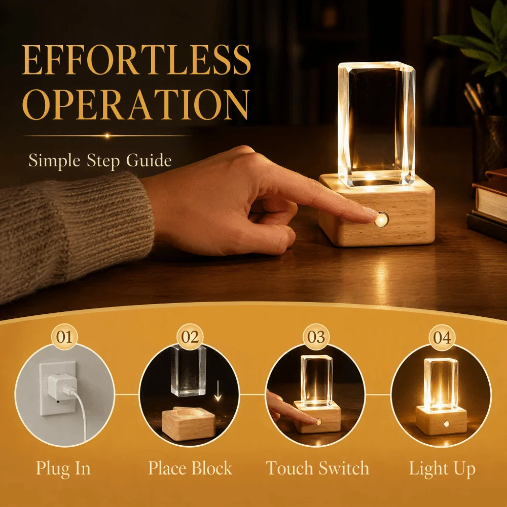 High-Transparency K9 Crystal Cube Clear Crystal Optical Crystal Crystal Square Block Blank Surface Colorful LED Light Base