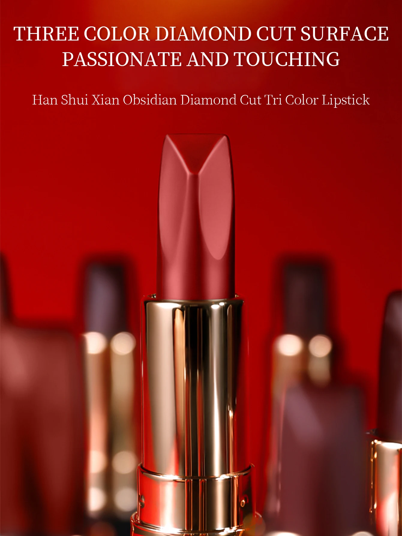 two sets Hanshuixian Obsidian Diamond-cut Three-color Lipstick.