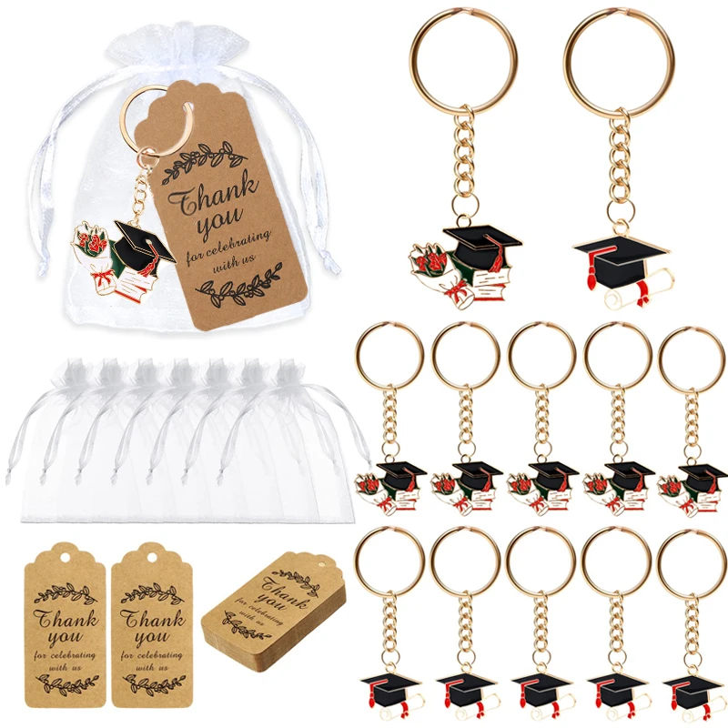 12 Sets Graduation Gifts Class of 2024 Keychain Thank You Tags Bag Graduation Party Favors Student Graduation Inspirational Gift