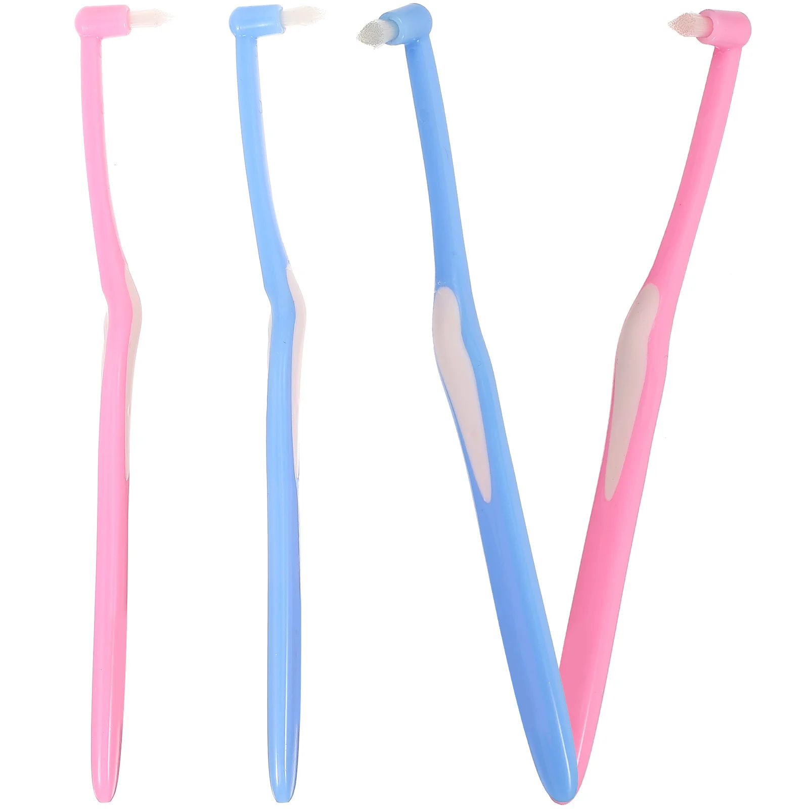 4 Pcs Small-head Wisdom Tooth Brush (blue + Pink) 4pcs/set Single Tuft Toothbrush Toothbrushes Compact Gap End