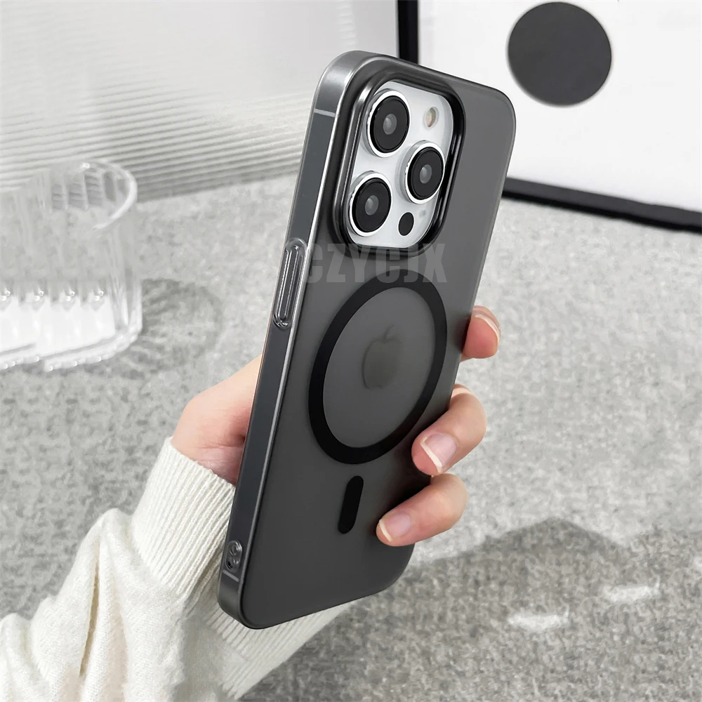 Ultra Thin Matte Magnetic Wireless Charge Clear Case For iPhone 17 Pro Max 16 15 14 Plus 13 12 Magsafe Shockproof Hard PC Cover