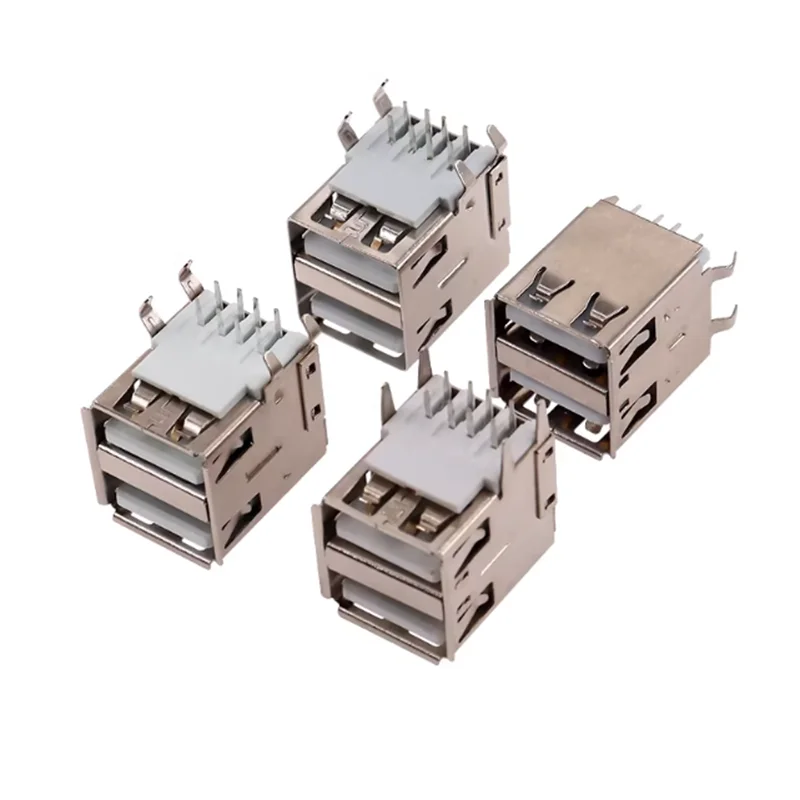 5PCS  USB-A Female USB2.0 Type-A AF Dual-layer USB-A Female Port USB Socket Female Header Vertical Connector