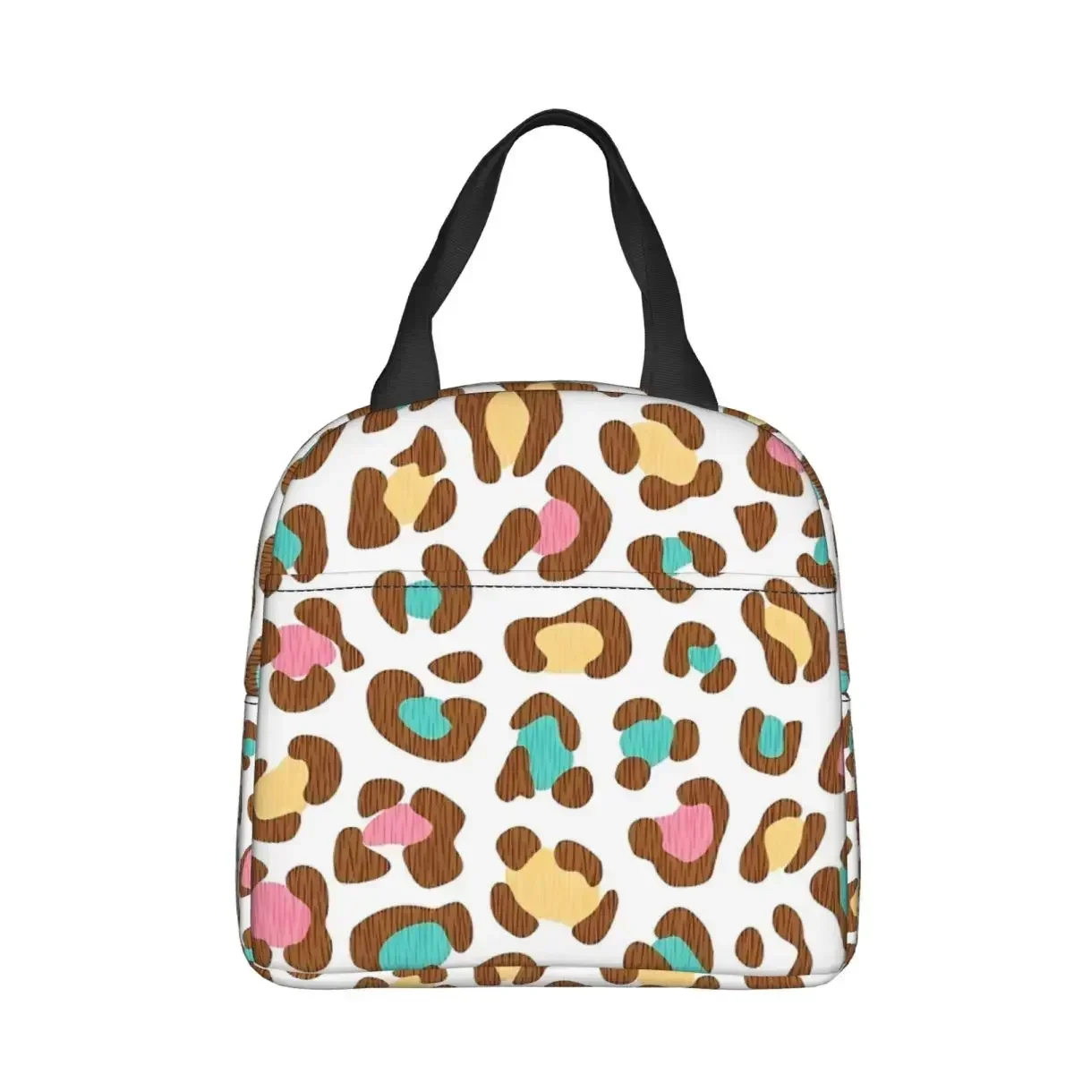 Leopard Ice Cream Insulated Lunch Bags Leakproof Reusable Thermal Bag Tote Lunch Box Work Outdoor Girl Boy