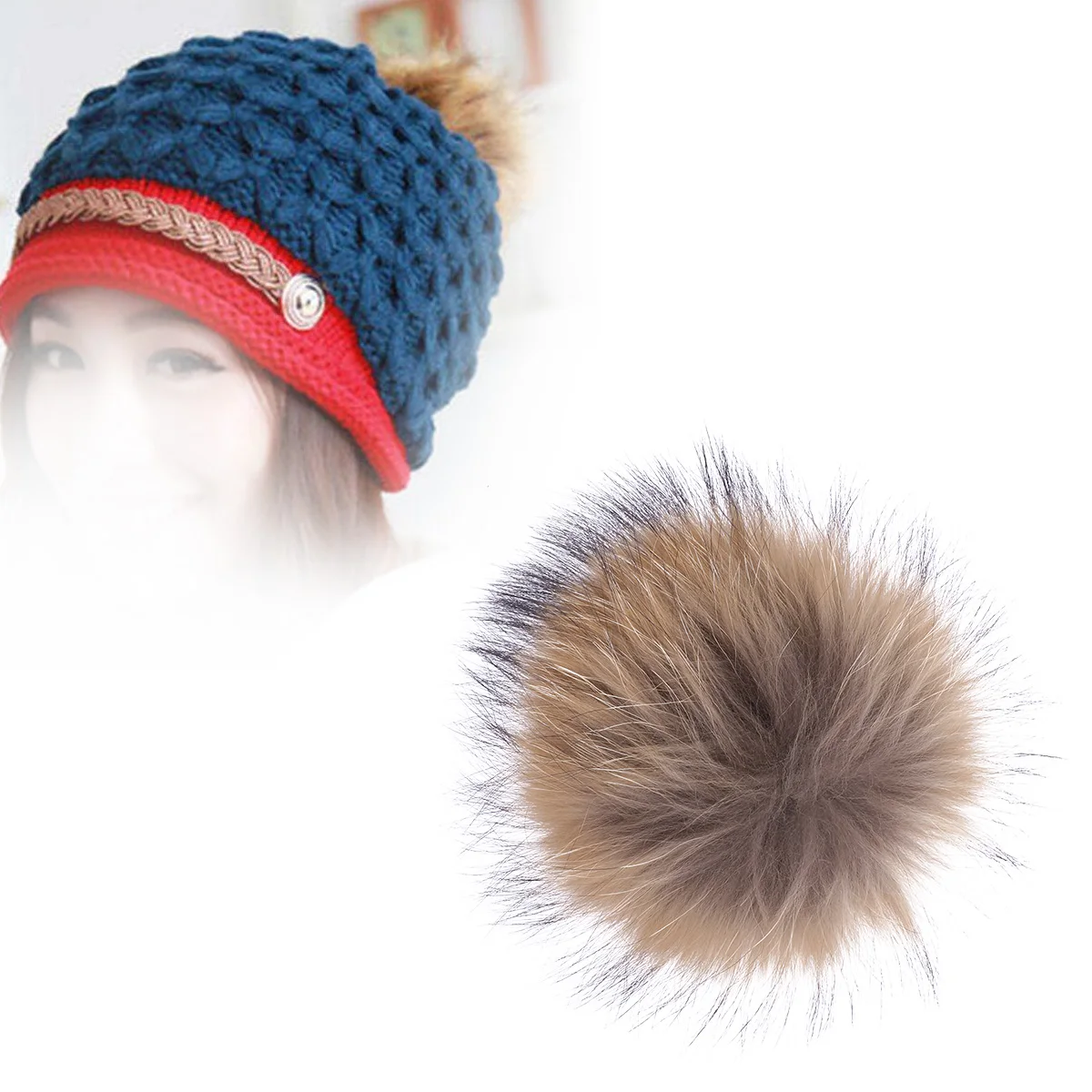 

Raccoon Wool Ball Decorations Pompom Hairy Pompoms for Hats Crafts Faux