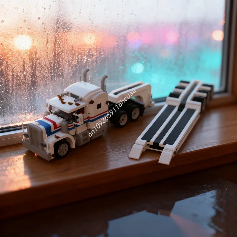 

511pcs MOC Gooseneck Trailer Modern Model Teamed Building blocks Construction creative Christmas gift idea Brick toy Birthday