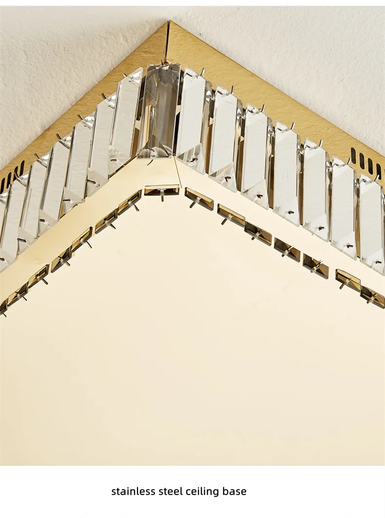 Crystal LED Dimmable Ceiling Lights Home Square Steel