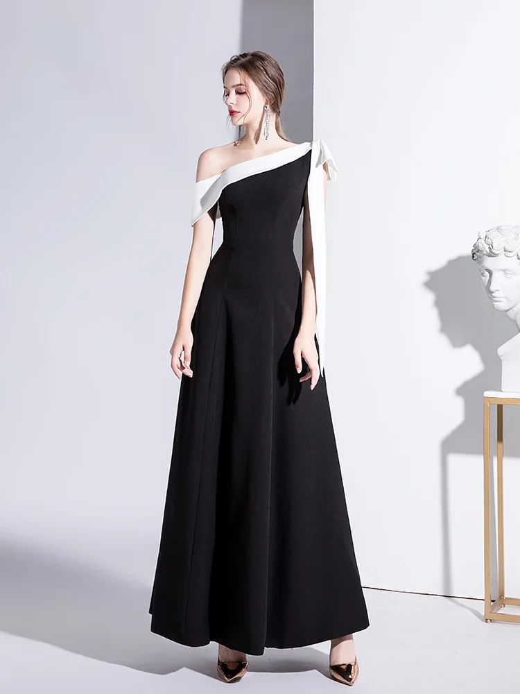 Grace Fashion Daily Dress One Shoulder Celebrity Temperament Party Dress Bridesmaid Wedding Evening Dress Host Graduation Dress