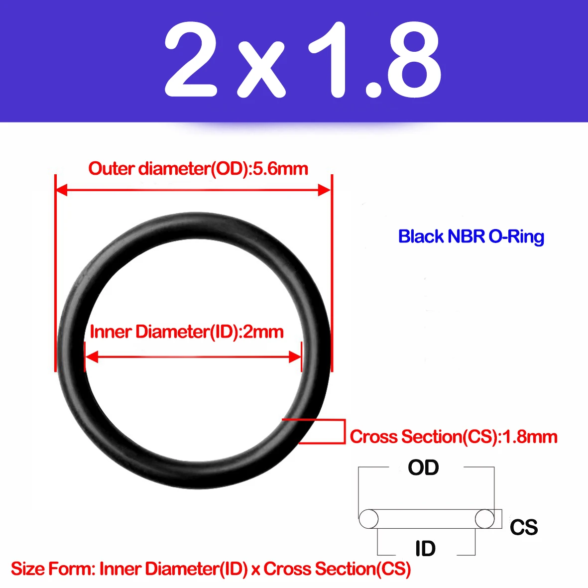 Cross Section(CS) 1.78/1.8MM,NBR O Ring Sealing Gasket Nitrile Rubber Washers for Car Auto Vehicle Inner Diameter 1.78--133.07MM