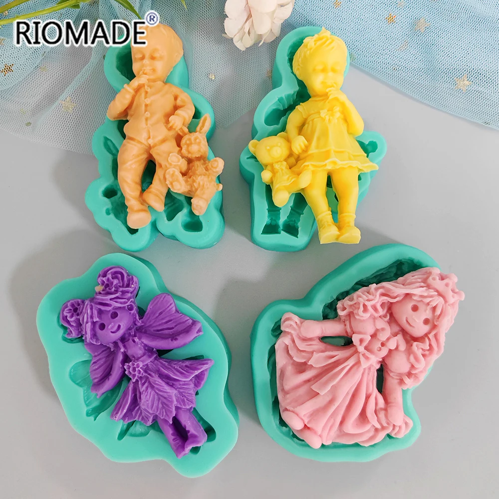 Baby Silicone Cake Mold Boy And Girl Chocolate Dessert Biscuit Baking Fondant Cake Decorating Tools DIY Clay Soft Crafts Mould