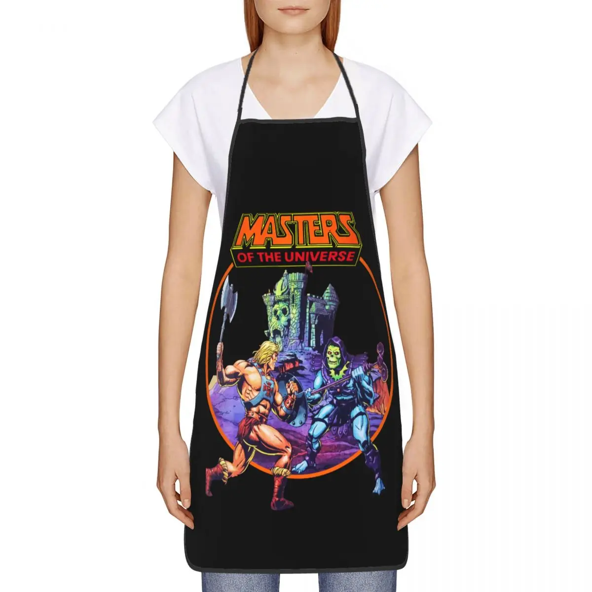 Unisex Retro He-Man And The Masters Of The Universe Bib Apron Women Men Chef Tablier Cuisine Skeletor 80s She-Ra Beast Baking