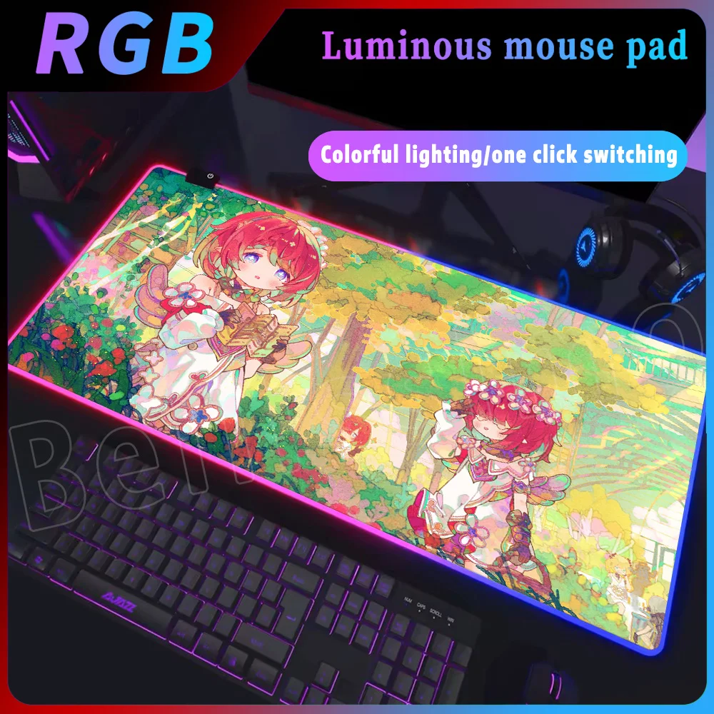

Hot Gaming Honkai Star Rail Tribble Mouse Pad Non-slip Rubber Gamer RGB Mousepad Laptop Gaming 900×400mm Anime PC Large Desk Mat
