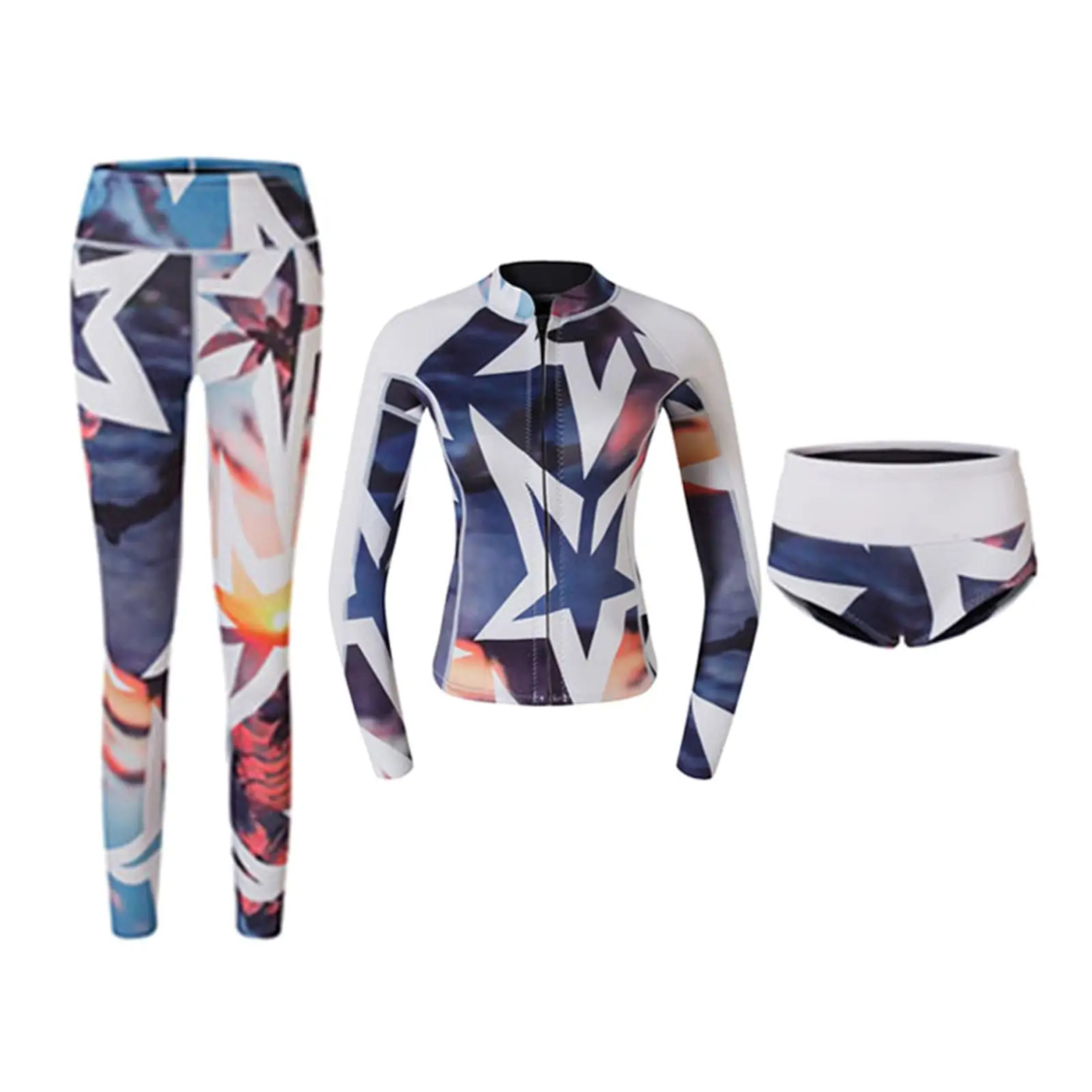 

3pcs Women's Diving Wetsuit Long Sleeve Snorkeling Surfing Spearfishing Women Swimming , Dive Zipper Top Jacket Long Pants