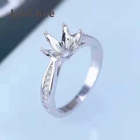 Fixed Ring Setting for 0.3CT 0.5CT 1CT 2CT Moissanite Women Jewelry Findings Making Accessories Real 925 Sterling Silver DIY