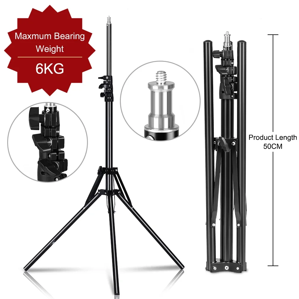 Fold treppiede 184CM Max 6kg Light stand fotografia 1/4 vite pieghevole per Ring Light relfettori Softboxs ombrelli sfondo