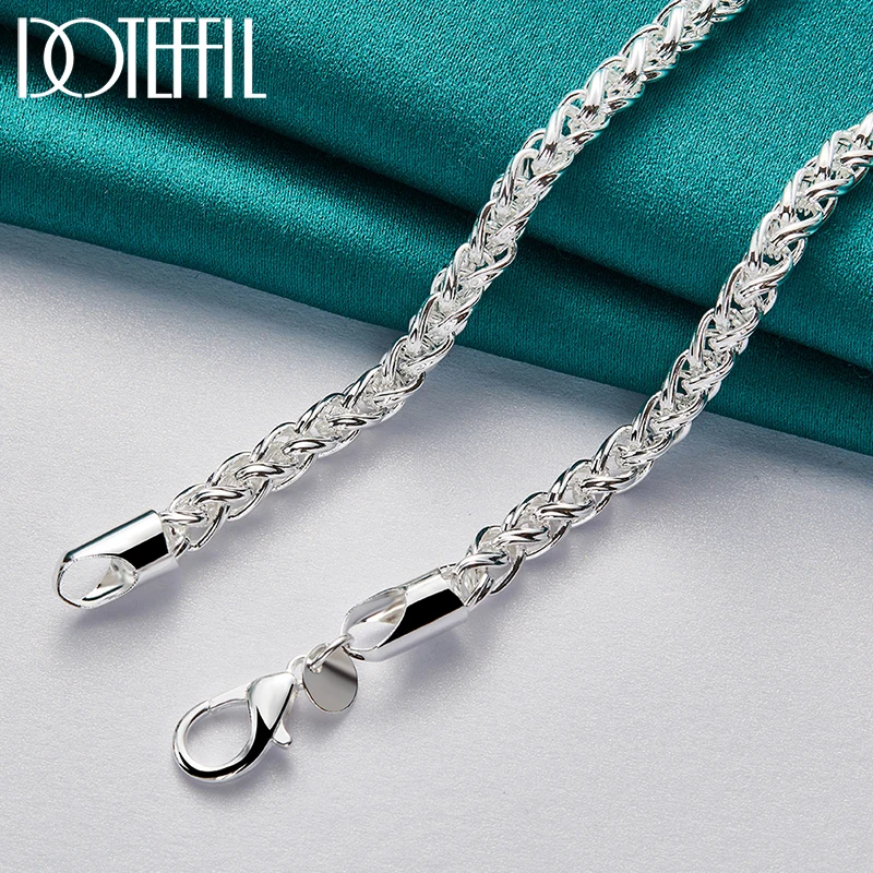 DOTEFFIL 925 Sterling Silver 8mm Chain Necklace For Man Women Fashion Wedding Party Charm Jewelry