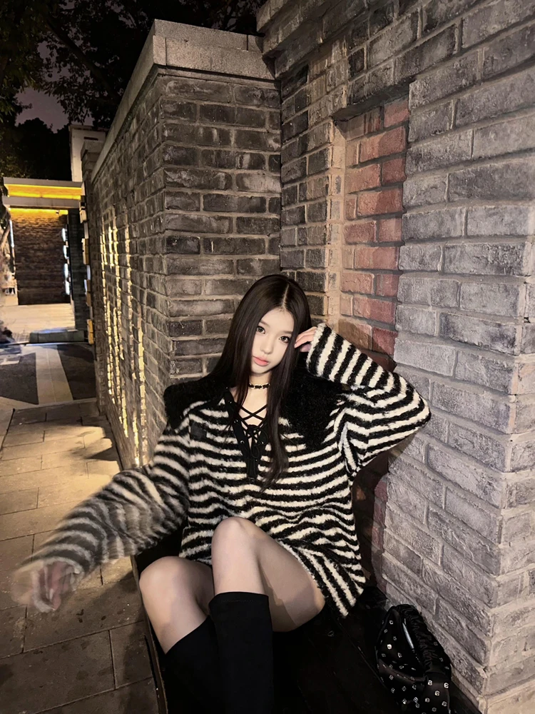 البلوزات لاعبا البلوفرات النسائية متماسكة الكروشيه فضفاضة غير النظامية الصلبة BF Y2K اجتماع الأعمال المهنية الحديثة بسيطة الرياضة