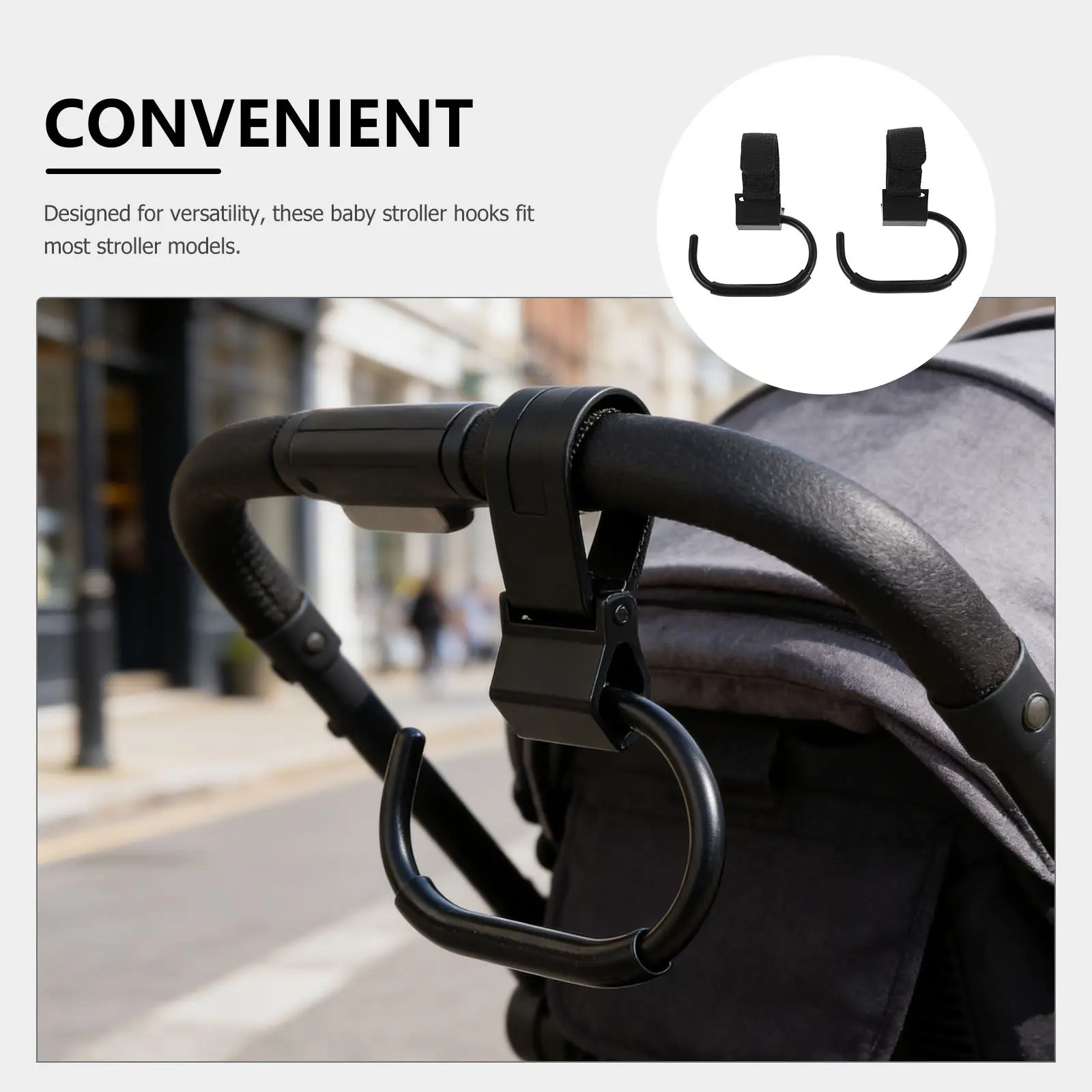 2 pcs Stroller Hooks Rotatable Hanging Bags Baby Diaper Shopping Halloween Christmas New Year Baby Stroller Bag Hook Metal