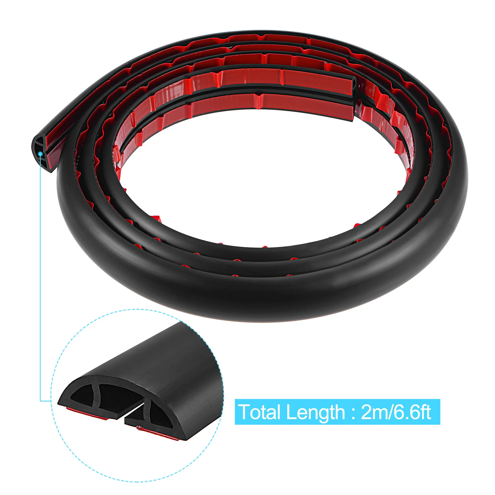2m Floor Cable Cover PVC Cord Protector Self-Adhesive Power Cable Protector Extension Electric Wire Duct Slot Cable Management