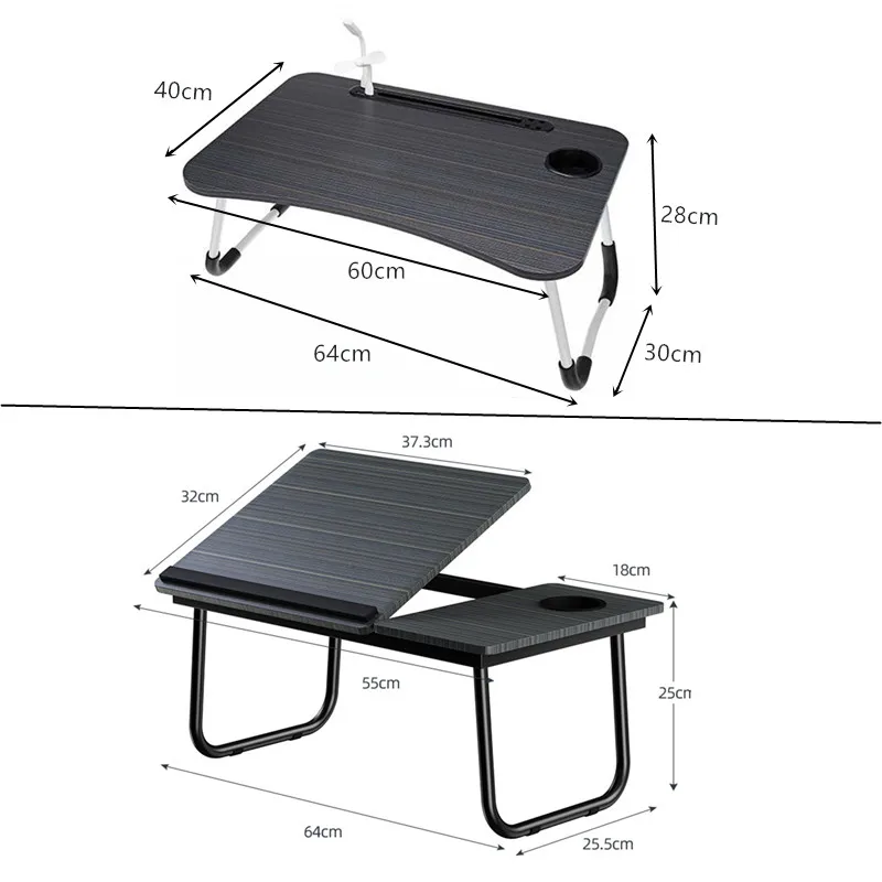 Home Folding Laptop Desk for Breakfast bed tray height and Inclination adjustable folding desk tables a drawer Tray Table