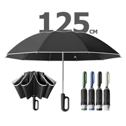 UV Umbrella Windproof Umbrella for Men Women Fully Automatic Reverse Folding Umbrella with Reflective Stripe Carabiner Handle