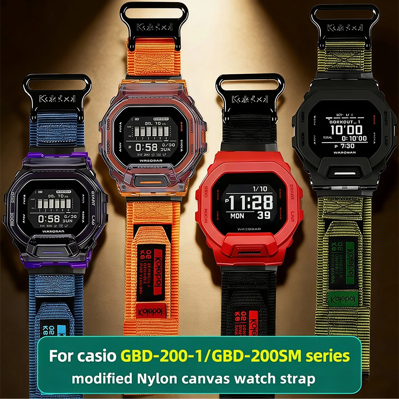GBD200 Nylon-Canvas-Uhrenarmband für Casio G-SHOCK GBD-200-1/2/9 GBD-200SM-Serie, Sport-Mod-Ersatzarmband, Zubehör